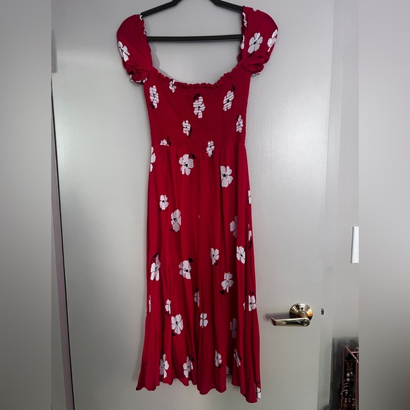 Reformation Inka Red Floral Midi Dress - Picture 6 of 8